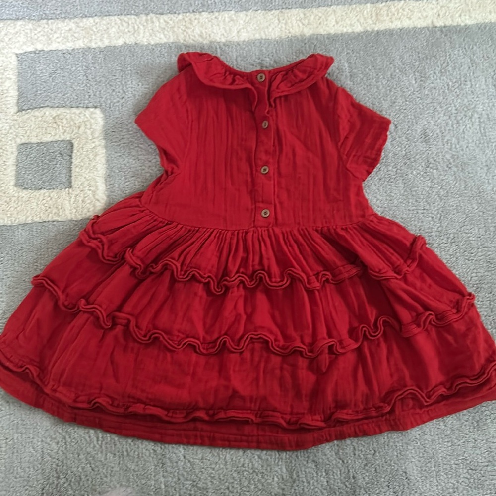 Petit Bateau - Red Short Sleeve Dress - 100% Cotton - used